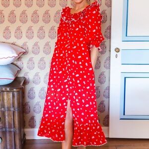 Printfresh x Pencil & Paper Co Hearts Midi Nightgown Dress in Size Large